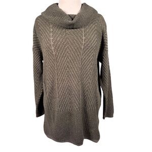 Eight Eight Eight Women's Cotton Cowl Neck Knit Sweater Olive Green Size L